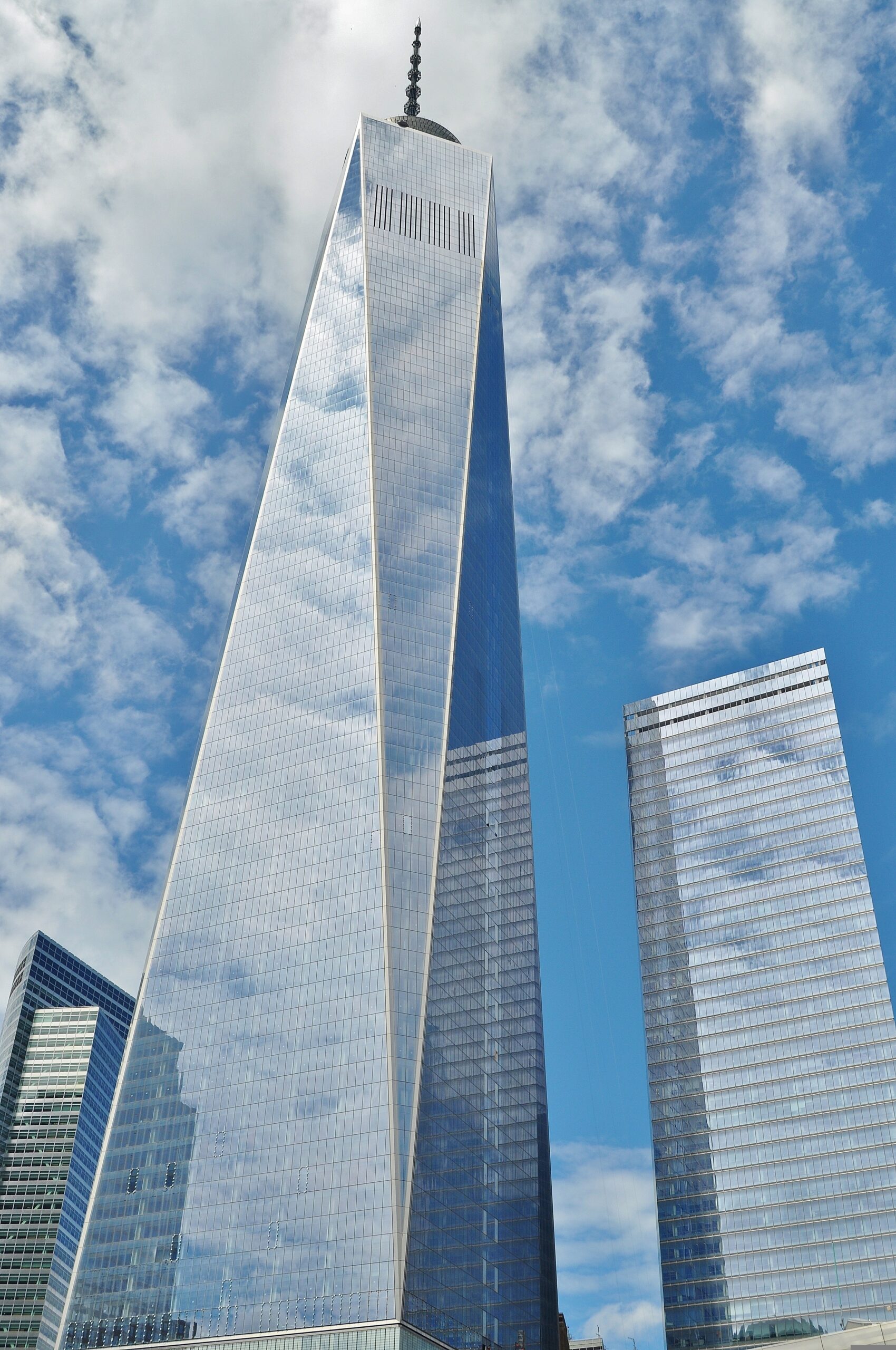 One World Trade Center tower seen from below
