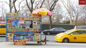 Food cart outside Guggenheim Museum.
