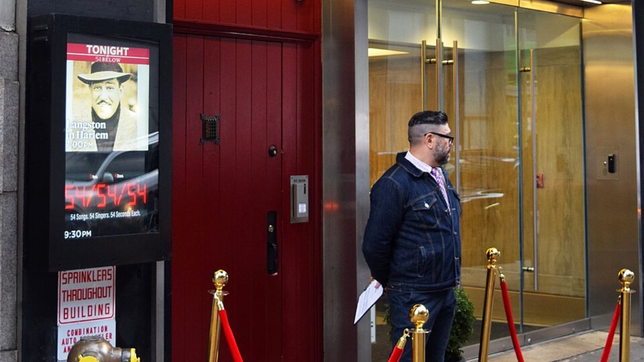 Entrance to 54 Below NYC cabaret dinner show.