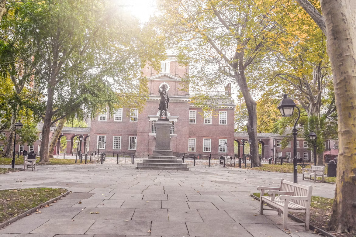 Historic courtyard at Independence National Historical Park Philadelphia. 