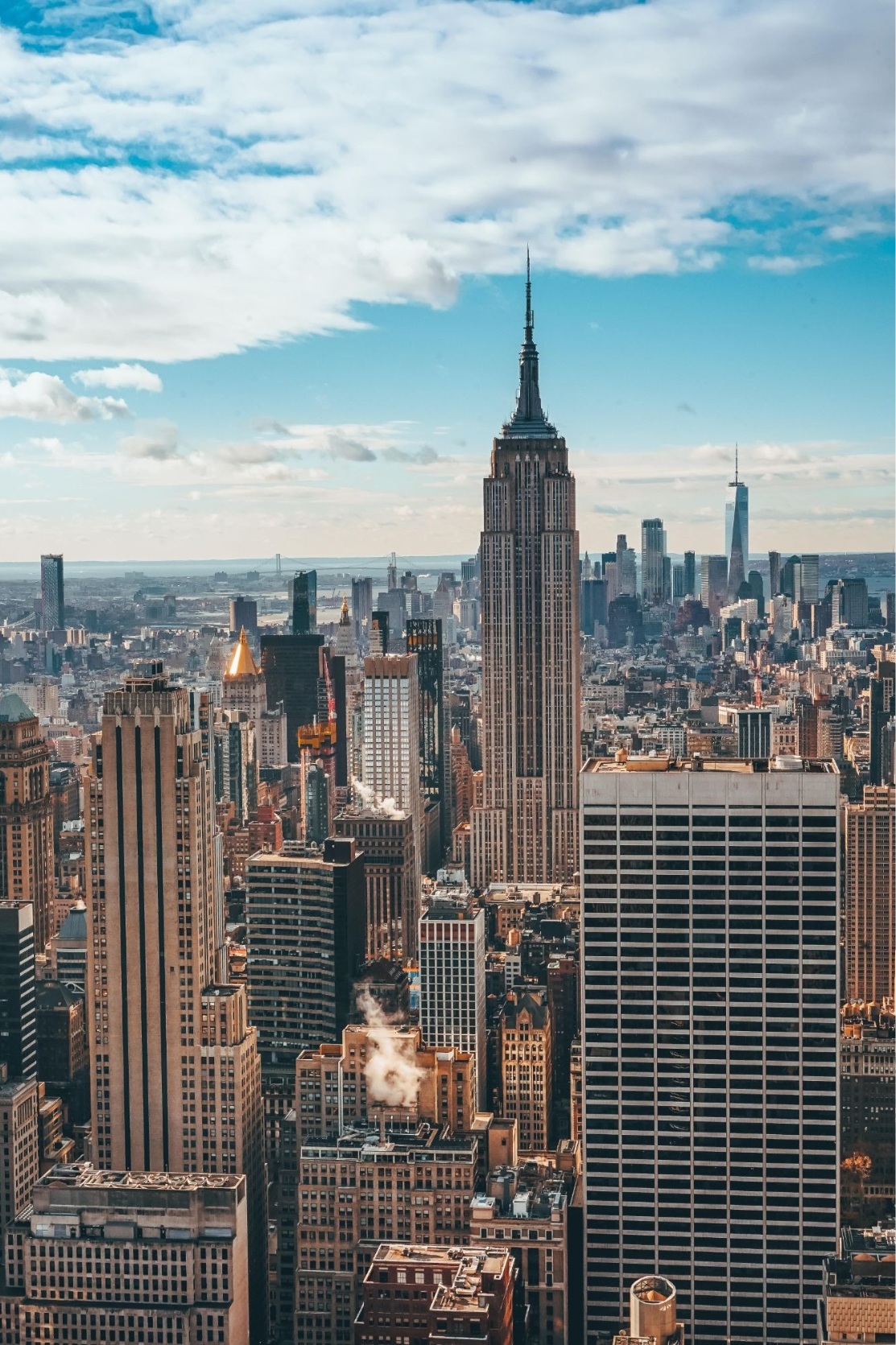 Aerial skyline view of Empire State Building, Manhattan.