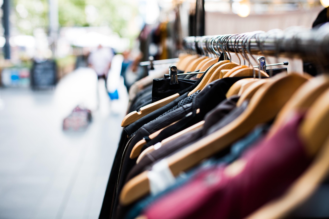 Close-up of clothes hanging on outdoor rack