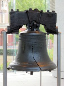 Liberty Bell on display indoors