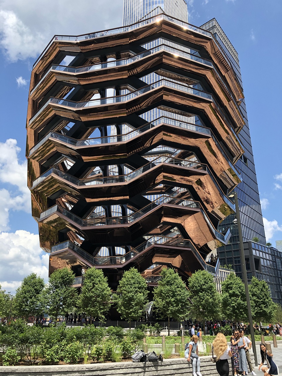 The vessel sculpture with honeycomb staircase structure