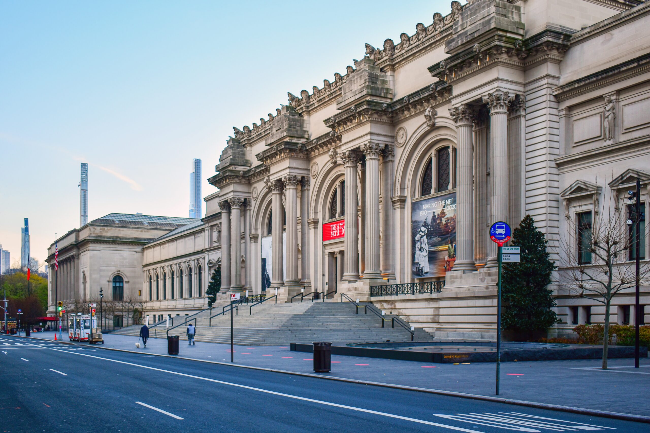 Met's Fifth Avenue facade viewed from the street