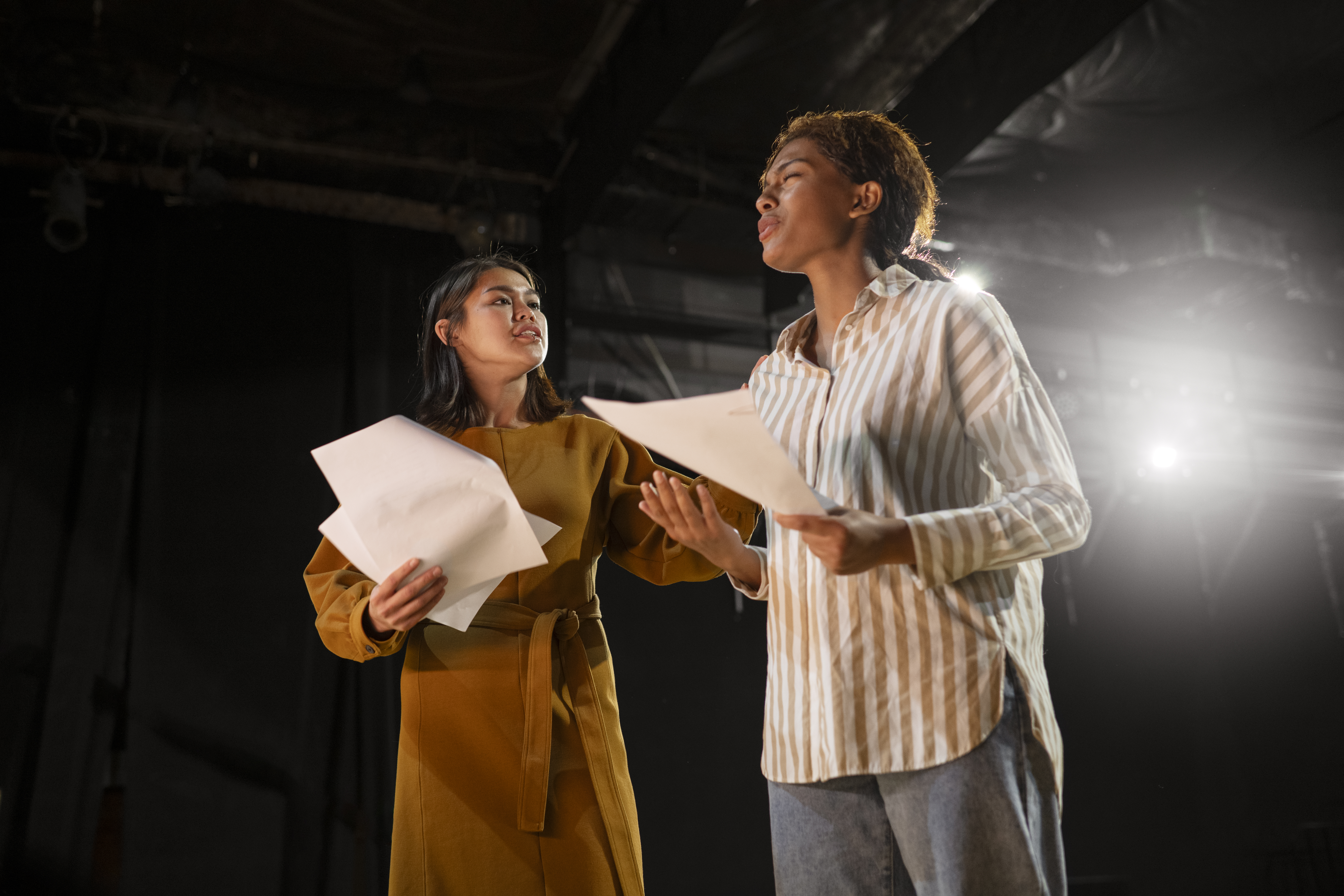 Students rehashing for theater class